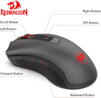 Redragon M652 vezeték nélküli optikai egér 6 gombbal, 5 DPI-fokozattal, PC és laptop kompatibilis 3