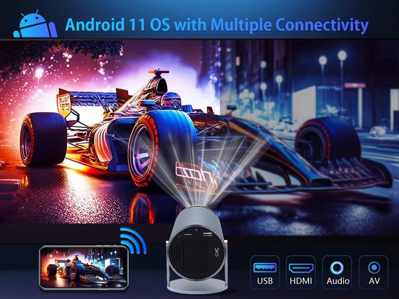 Alwtniet 4K Mini Projektor Automatikus Trapézkorrekció