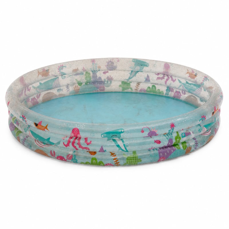 Piscină gonflabilă rotundă pentru copii Bestway Deep Dive, 183 x 33 cm, cu tematică marină — Murdară și vizibil uzată! (stare: vezi a 2-a imagine)