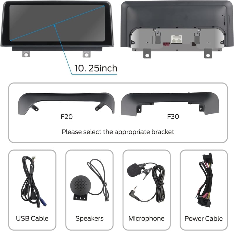 YZKONG Autórádió BMW 1/2/3/4 Sorozathoz (F20-F36, 2013-2016) - 10,25" IPS Érintőképernyő, Vezeték Nélküli CarPlay, Android Auto, NBT Rendsze
