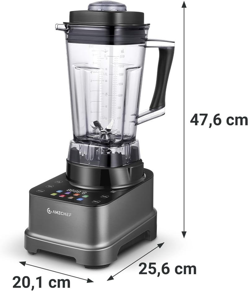 AMZCHEF 8 az 1-ben Multifunkciós Turmixgép 2000W | LCD Érintőképernyős Konyhai Mixer 2L Tartállyal | 8 Intelligens Program és 10 Sebességfok