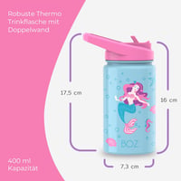 BOZ Sellős Gyerek Termosz Szívószállal - 414ml Rozsdamentes Acél Kulacs 2