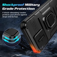 Doeshine iPhone 15 Pro Max Tok, 360° Gyűrűs Állvánnyal, Kamera Védőfedéllel, Katonai Ütésálló Védelem, 2db Képernyővédő Fóliával, Fekete 7