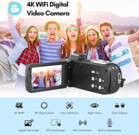Camnoon 4K Akciókamera 56MP IPS Érintőképernyővel - WiFi, Arcfelismerés, Éjjellátó, Stabilizátor, 2 Akkumulátor és Távirányító 2
