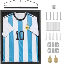 Walasis Mezkeretező 60x80 cm - 3D Vitrin Mez Kiállításához, Futball, Kosárlabda Pólók Tárolására, Modern Fekete Sportrelikvia Keret Felnőtte 1