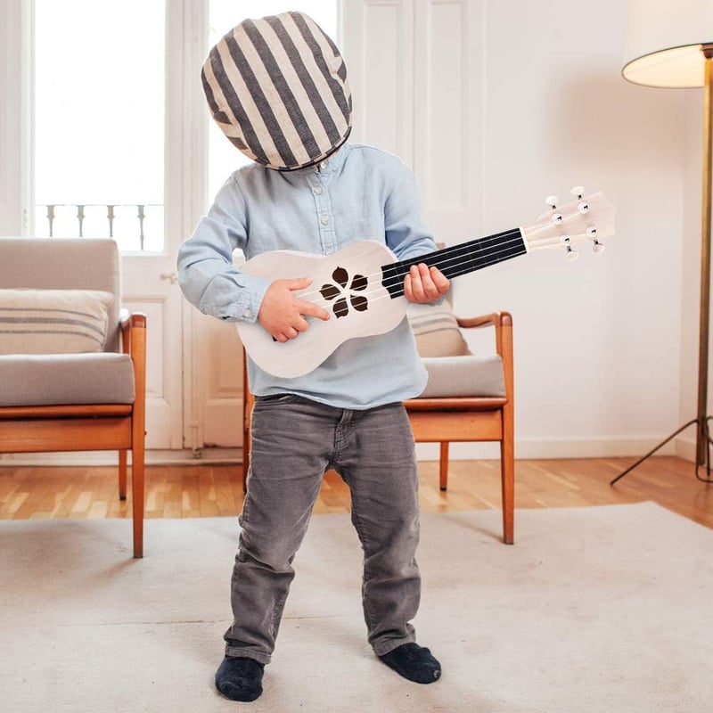Gyerekeknek való 21 hüvelykes DIY ukulele készlet, 4 húros, természetes fából