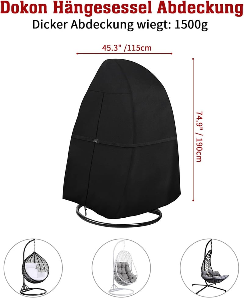 Dokon Függőszék Takaró - Vízálló 600D Oxford Anyag, Szélbiztos, UV-Ellenálló Védőhuzat Függőkosárhoz, Hintaágyhoz - 190x115 cm Méretű Téli V