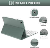 JADEMALL Bluetooth Billentyűzetes Tok Samsung Galaxy Tab A9+/A9 Plus 11" Tablethez, Tolltartóval, Sötétzöld-Fehér, SM-X210/X215/X216/X218 Mo 6