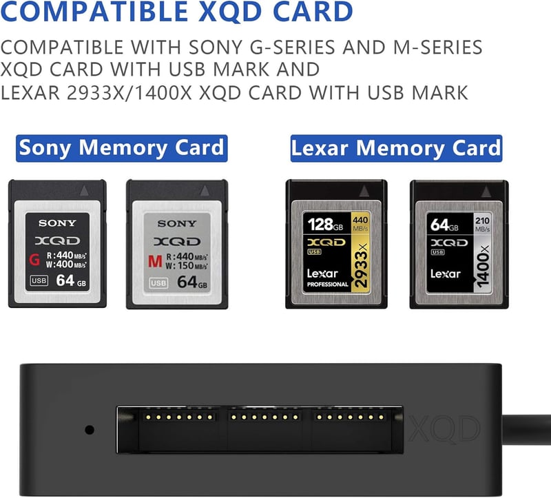 Cateck USB 3.0 XQD kártyaolvasó Sony G/M és Lexar XQD kártyákhoz