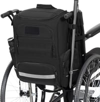 BlesMaller Kerekesszék Táska - Nylon Hátizsák Járókerethez, Hőszigetelt Rekesszel és Mankótartóval, Laptoptárolóval, Éjszakai Fényvisszaverő 1