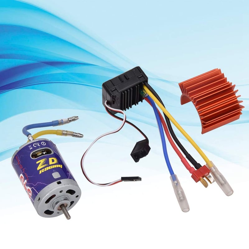 Keenso 540 Brushed Motor Hűtőbordával és 45A ESC Készlet - 1/10 RC Távirányítós Autó Motor Szett Crawler Terepjáróhoz - Narancssárga