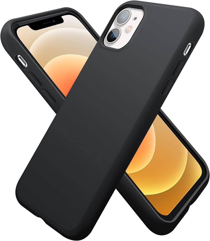 iPhone 12/12 Pro Prémium Szilikon Tok - Fekete, Ütésálló, Mikroszálas Béléssel