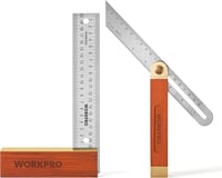 WORKPRO Asztalos Derékszög Készlet - 200mm-es Próbaderékszög és 230mm-es Állítható Szögmérő Keményfa Nyéllel, Rozsdamentes Acél Pengével Bar 1
