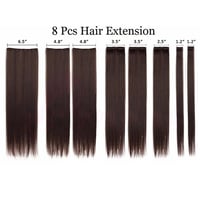 TESS 58 cm-es Natúr Fekete Láthatatlan Clip-in Hajhosszabbítás, 8 részes 4
