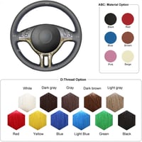 MEWANT DIY Bőr és Velúr Kormányvédő Huzat - BMW E39, E46, E53 X5 Modellekhez - Kék és Piros Varrással - 36 cm Átmérő 5