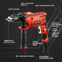 ENVENTOR 900W Ütvefúró, 2 az 1-ben Elektromos Fúró 36 Tartozékkal, 0-3000 RPM, 360° Forgatható Fogantyú, 13mm Tokmány, Betonhoz, Fémhez és F 2