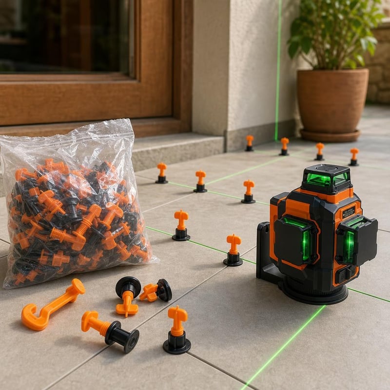 Fugamester set za polaganje pločica: 90x nivelatori + 1x 3x360° laserska libela