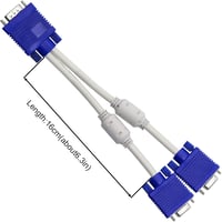 YIONESHOP VGA Y Elosztó Kábel - 1 Apa 2 Anya Csatlakozó, 15cm, Kék - Monitor Duplikáló Adapter Laptophoz, Plug & Play, Zavarszűrős 2