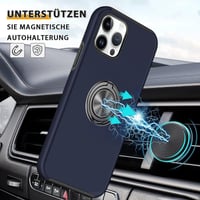 Apple iPhone 14 Pro Sötétkék Mágneses Gyűrűs Szilikon Védőtok 5