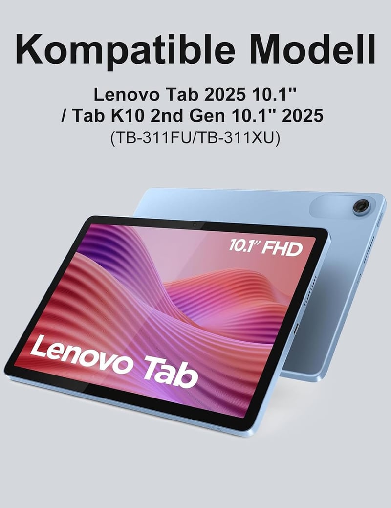 FOGARI Bluetooth Billentyűzetes Tok Lenovo Tab Tablet 10.1 (2025) - Levehető Mágneses Német QWERTZ Billentyűzet, Sötétzöld