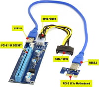 PCI-E Bányászgép Riser Adapter USB 3.0 és SATA Kábellel - Cablecc Erősített 2