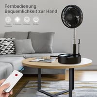 BENGUOO Hordozható USB Asztali Ventilátor - 10000mAh Akkus, Oszcilláló, Távirányítós, Fekete 4