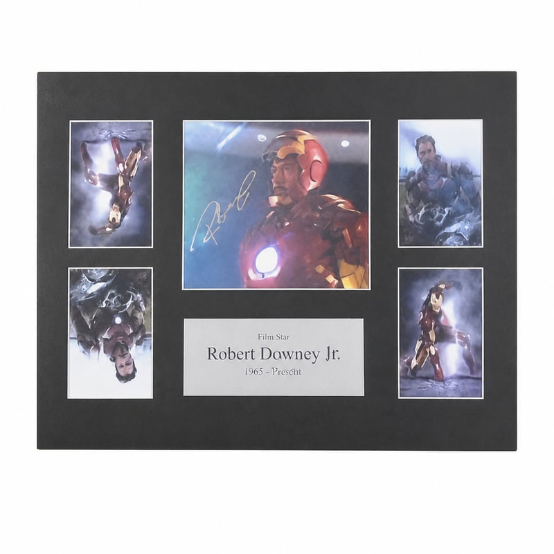 Tlačená fotokoláž — HWC Trading FR Robert Downey Jr Ironman s tlačeným podpisom (replika)
