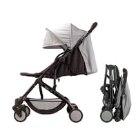 BAMBIKID Yuko Ultrakompakt Városi Babakocsi - Szürke/Fekete, Újszülött Kortól, Egykezes Összecsukás, 4 Pozíciós Háttámla, 6,8 kg 1