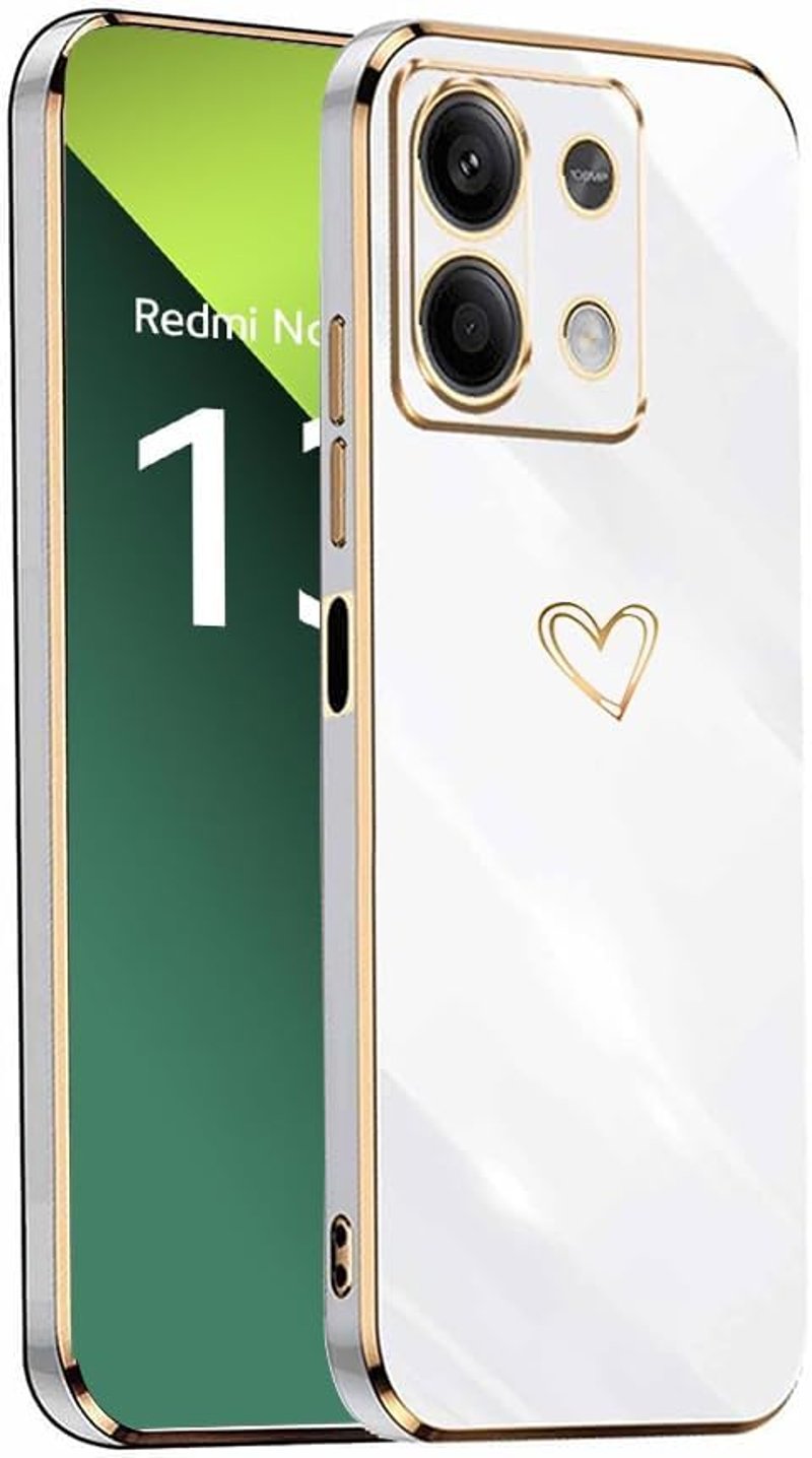 Xiaomi Redmi Note 13 Pro 5G Fehér Szívmintás Vékony TPU Szilikon Tok Lányoknak