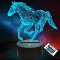 Lightzz 3D Ló Lámpa - 16 Színű LED Éjjeli Fény Gyerekeknek, Távirányítóval, Illúzió Hatású Dekoráció, Ajándék Lórajongóknak 1