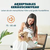 KUUBIA 2 az 1-ben Kutyaszárító és Öntisztító Kefe - 300W Kisállat Hajszárító Kis és Közepes Kutyáknak, Macskáknak, Állítható Hőmérséklettel 7