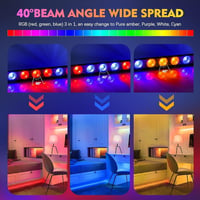 UKing RGB LED Falmosó Fénysáv 24x3W - Távirányítós DMX Diszkó Fényeffekt Szett, Zenére Villogó Színes Parti Világítás DJ Rendezvényekhez - 2 2
