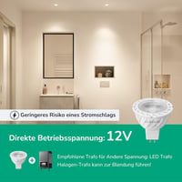EDISHINE GU5.3 LED Spotlámpa, 12V MR16, 5W (50W helyett), 2700K Meleg Fehér, 400 Lumen, 38° Szórási Szög, Energiatakarékos, 6 darabos csomag 3