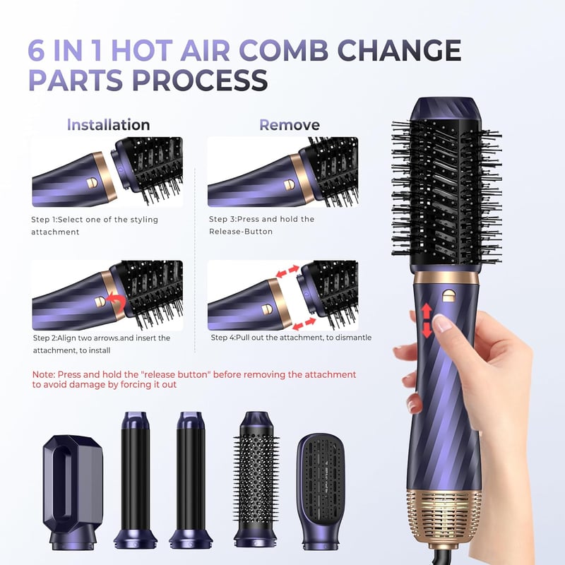 Atopskins 1000W Airstyler Hajformázó Készlet - Hajszárító, Körkefe, Automata Göndörítő, Hajegyenesítő Kefe és Meleglevegős Hajformázó Minden