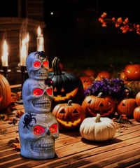 Yeomoo Napelemes Koponya Halloween Dekoráció - Kültéri/Beltéri Világító Koponya Pókhálóval - Kerti, Parti, Asztali Dísz Ajándék Fehér 11