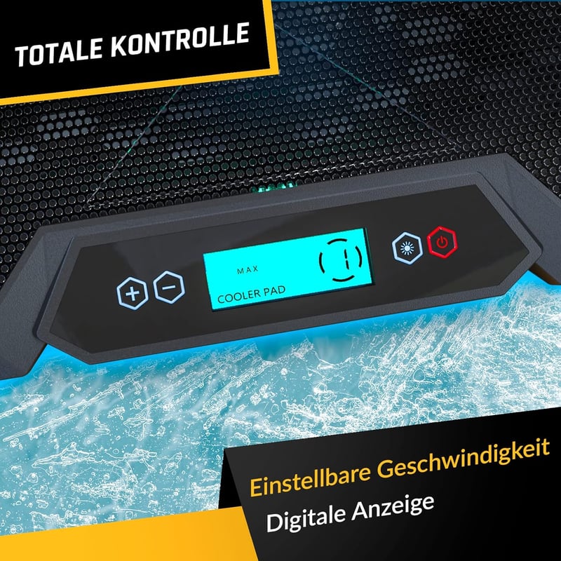 KLIM Glacier Laptop Hűtő - 6 Ventilátoros RGB Háttérvilágítással - 11-17 Colos Laptopokhoz - Stabil és Csendes Gamer Hűtőpad - USB Tápellátá