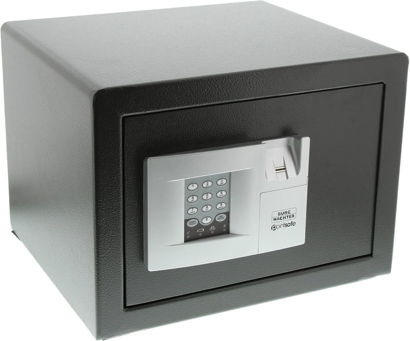 Burg-Wächter PointSafe P 2 E FS Laptop Széf, Elektronikus Kombinációs Zár Ujjlenyomat Olvasóval, Falra Szerelhető, 20,5 Liter, Fekete