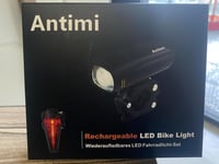 Antimi USB-s LED kerékpárlámpa szett, elöl-hátul, vízálló, 2600mAh 8