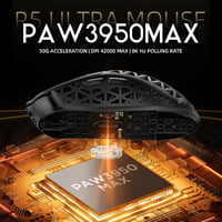 ATTACK SHARK R5 Ultra Szénszálas Gamer Egér, 39g Szuperkönnyű, 8000Hz Vezeték Nélküli, 42000 DPI, PAW3950MAX Szenzor, Bluetooth/2.4G/Vezeték 5