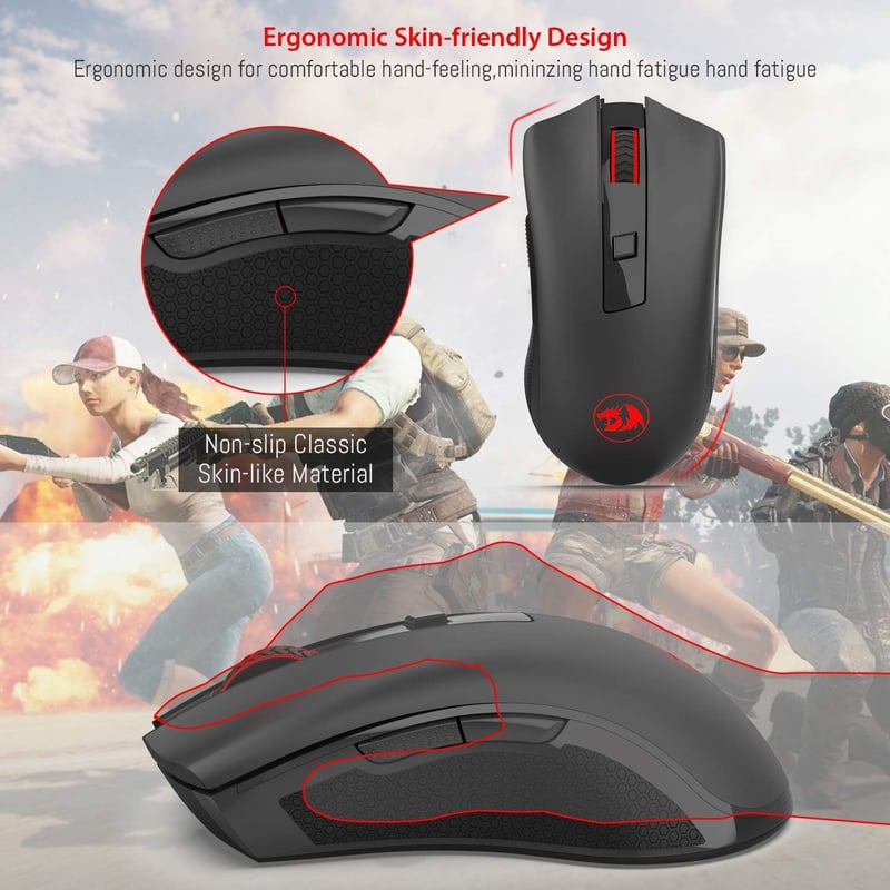 Redragon M652 vezeték nélküli optikai egér 6 gombbal, 5 DPI-fokozattal, PC és laptop kompatibilis