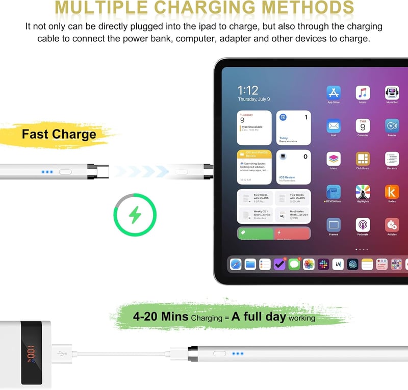 Apple Pencil 1. generációs, USB-C töltésű iPad ceruza gyorstöltéssel és dőlésérzékeléssel