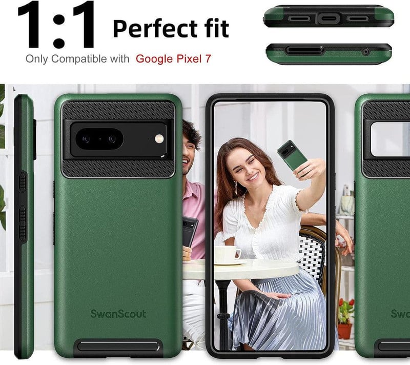 Google Pixel 7 Ütésálló Zöld Védőtok SwanScout Kétrétegű Technológiával