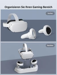 NexiGo Töltőállomás Oculus Quest 2-höz - Fejhallgató Tartó, Kontroller Dokkoló, Elite Strap Kompatibilis, LED Jelzőfény, 2 Újratölthető Akku 6