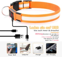 iTayga USB-s Világító Kutyanyakörv - Narancssárga, S méret, Vízálló, 3 Fénymód 5