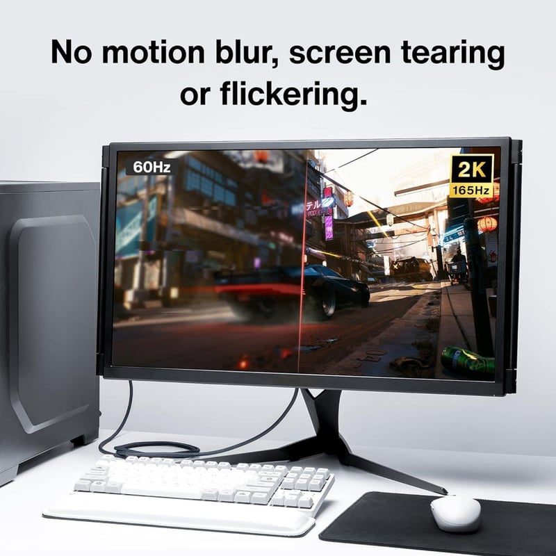 IVANKY DisplayPort kábel 4K 60Hz, 2K 144Hz, 1080p 240Hz, FreeSync G-Sync gamer monitor PC grafikus kártya 1m szürke