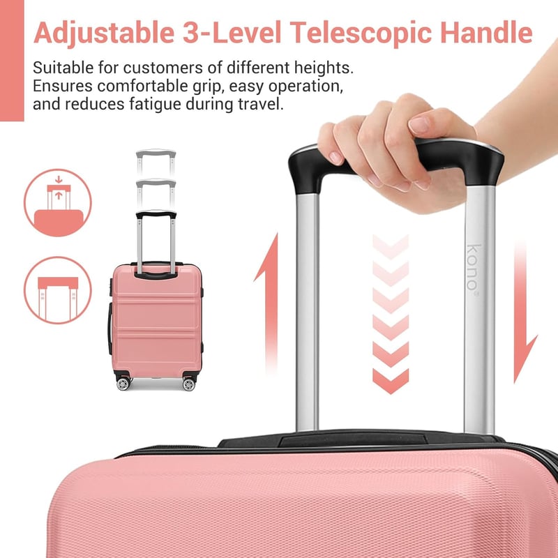KONO Trolley Bőrönd 38x21x52 cm - Könnyű Utazó Bőrönd 3,2 kg - Unisex Kabinbőrönd Kerekekkel
