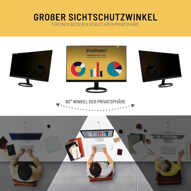 VistaProtect Prémium Monitorszűrő 32" - Betekintésvédelem és Kékfény Szűrő Számítógép Monitorokhoz, Webcam Takaróval