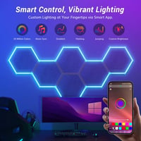 TONOR RGB Akusztikai Panel Szett 12db - 32x28x1,2cm Öntapadós Hangszigetelő Lapok Applikációval Vezérelhető Világítással - Stúdió, Podcast,  2