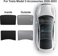 ShowEv Tesla Model 3 Napvédő Tető Árnyékoló - Összehajtható Napfénytető Árnyékoló Első és Hátsó Ablakokhoz - Fekete Autó Kiegészítő 2020-2023 3