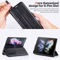Samsung Galaxy Z Fold 4 5G OCASE bőrtok S Pen tartóval, RFID védelemmel - Fekete 4